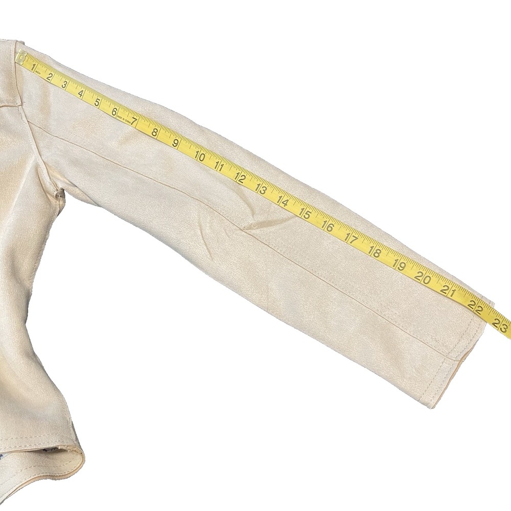 Tahari Women's SP Faux Leather Suede Bone Short Moto Jacket Blazer New - Picture 9 of 11